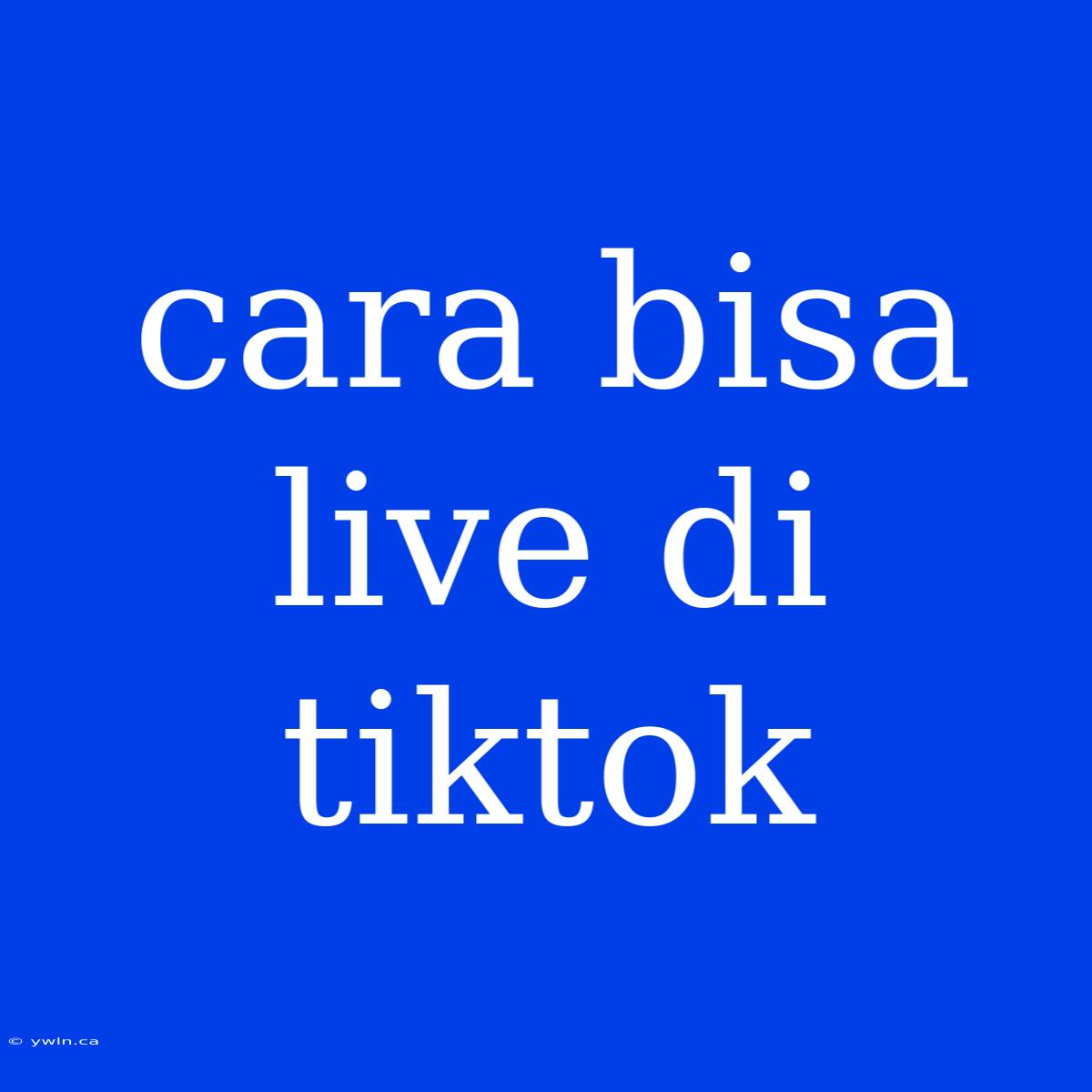 Cara Bisa Live Di Tiktok