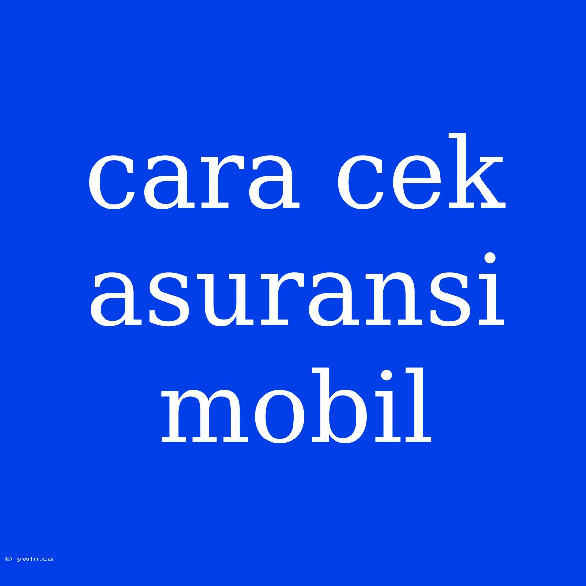 Cara Cek Asuransi Mobil