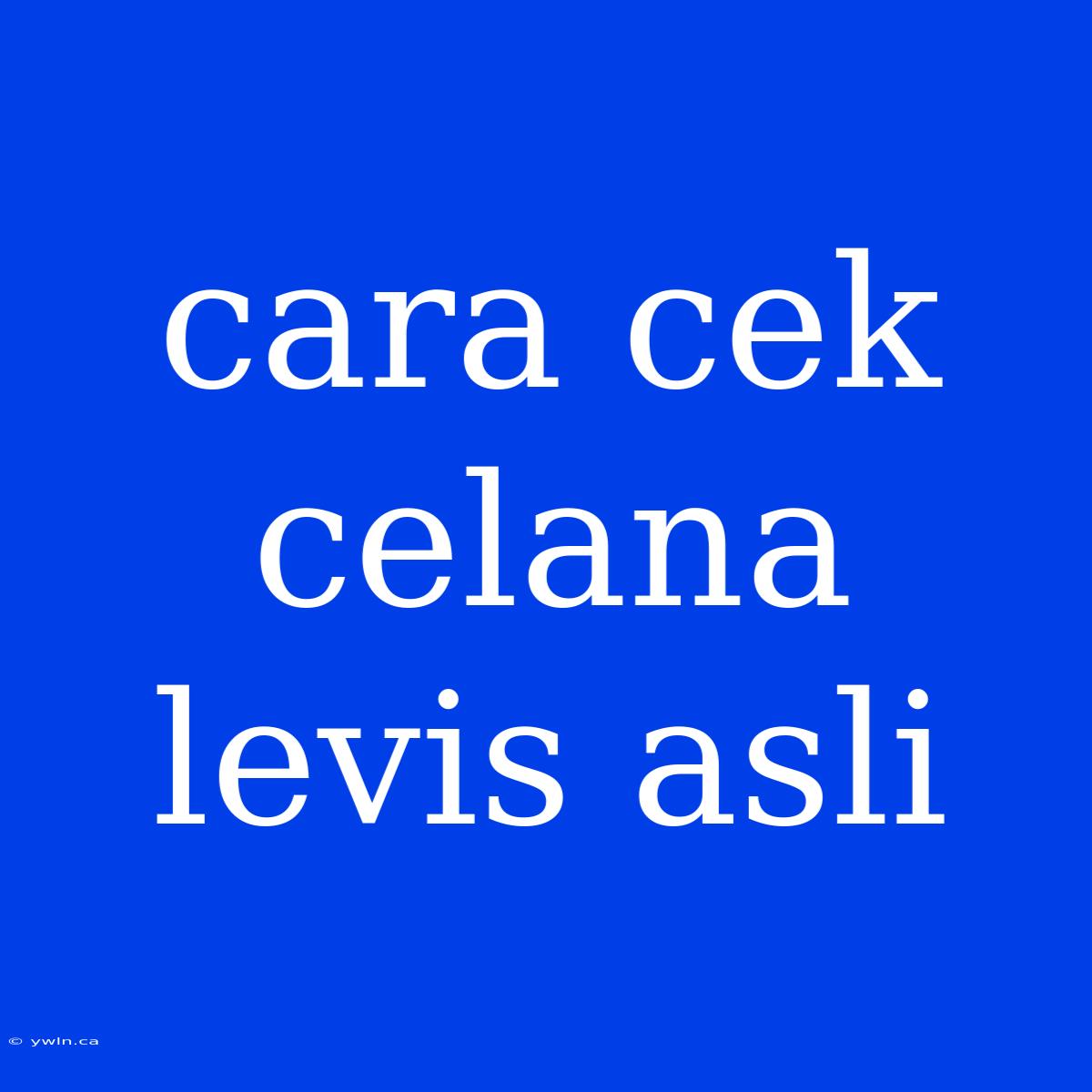 Cara Cek Celana Levis Asli