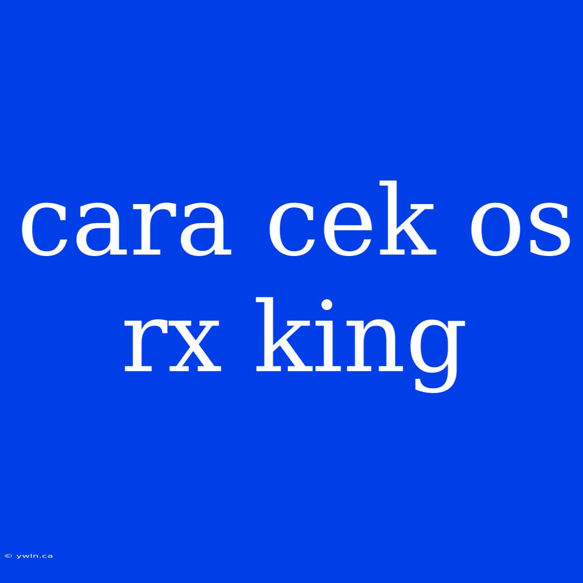 Cara Cek Os Rx King