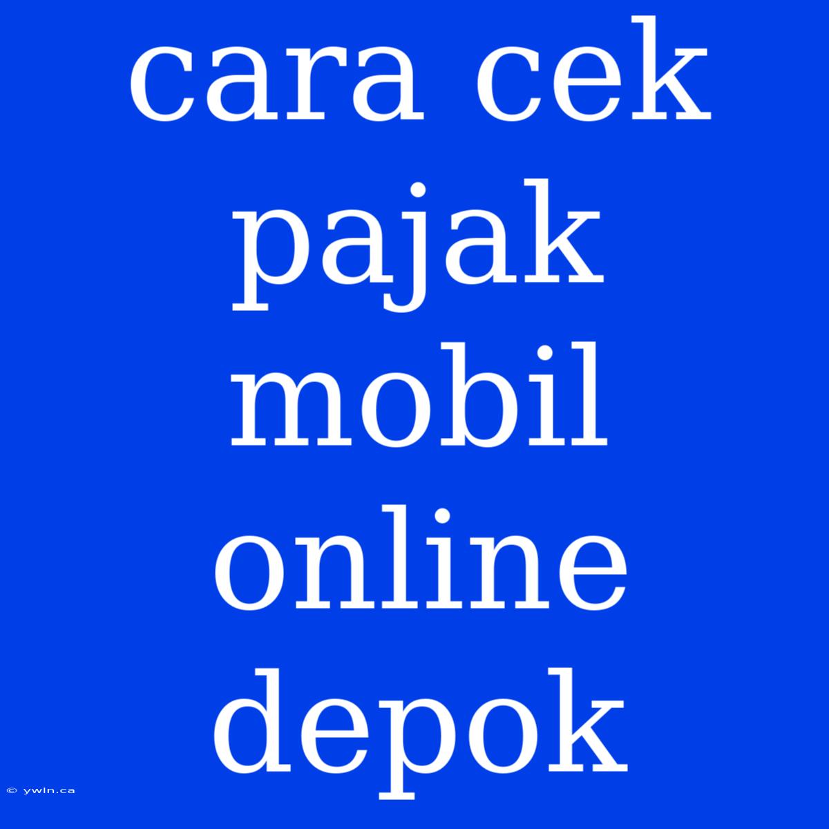 Cara Cek Pajak Mobil Online Depok