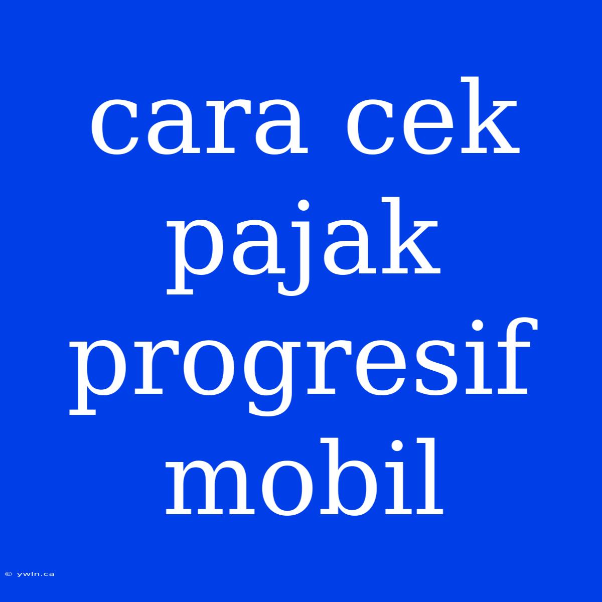 Cara Cek Pajak Progresif Mobil