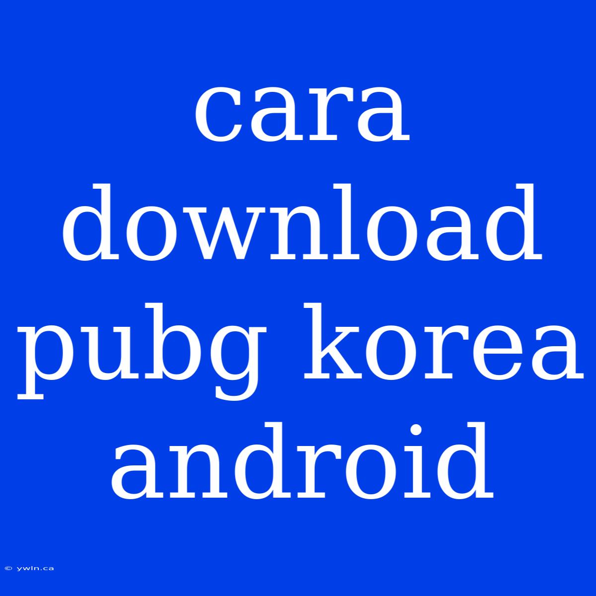 Cara Download Pubg Korea Android