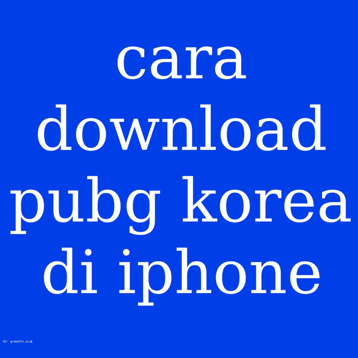 Cara Download Pubg Korea Di Iphone