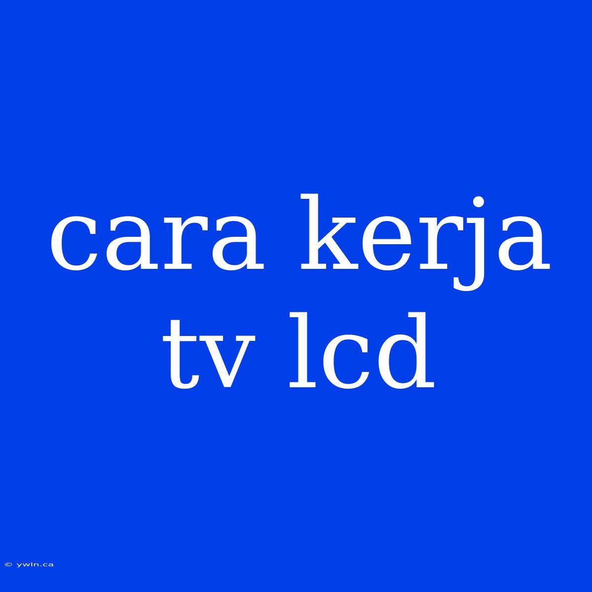 Cara Kerja Tv Lcd