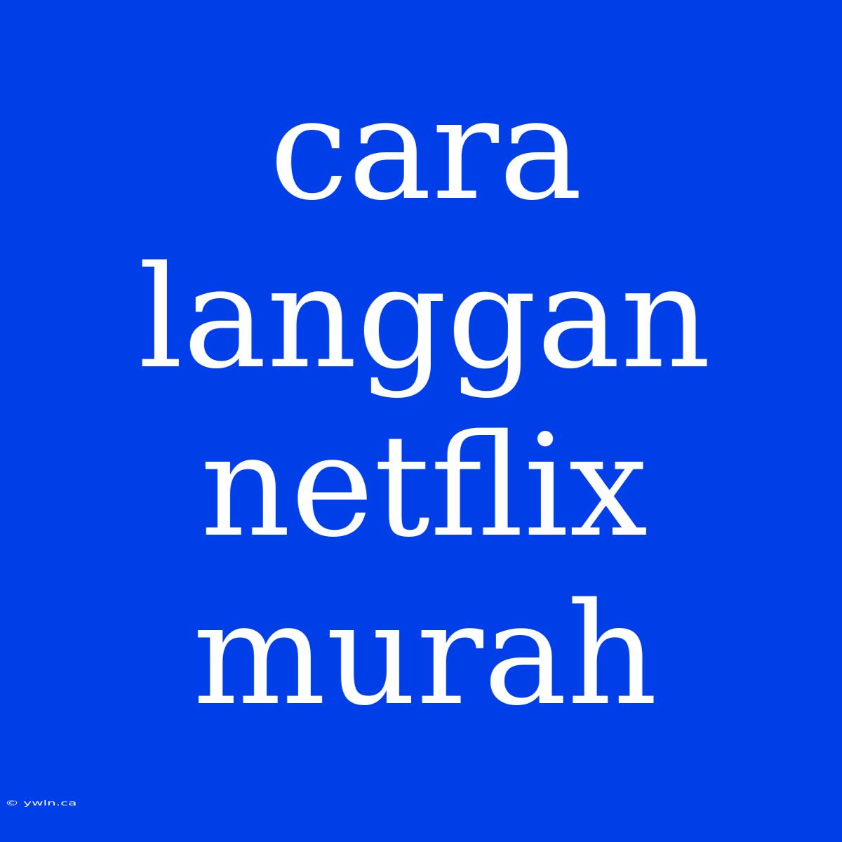 Cara Langgan Netflix Murah