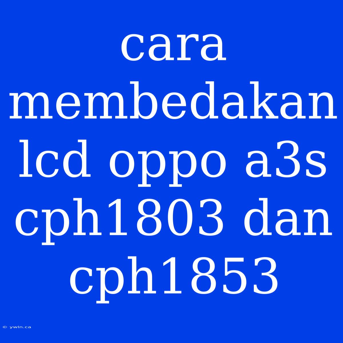 Cara Membedakan Lcd Oppo A3s Cph1803 Dan Cph1853