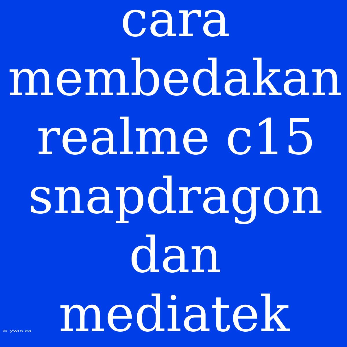 Cara Membedakan Realme C15 Snapdragon Dan Mediatek