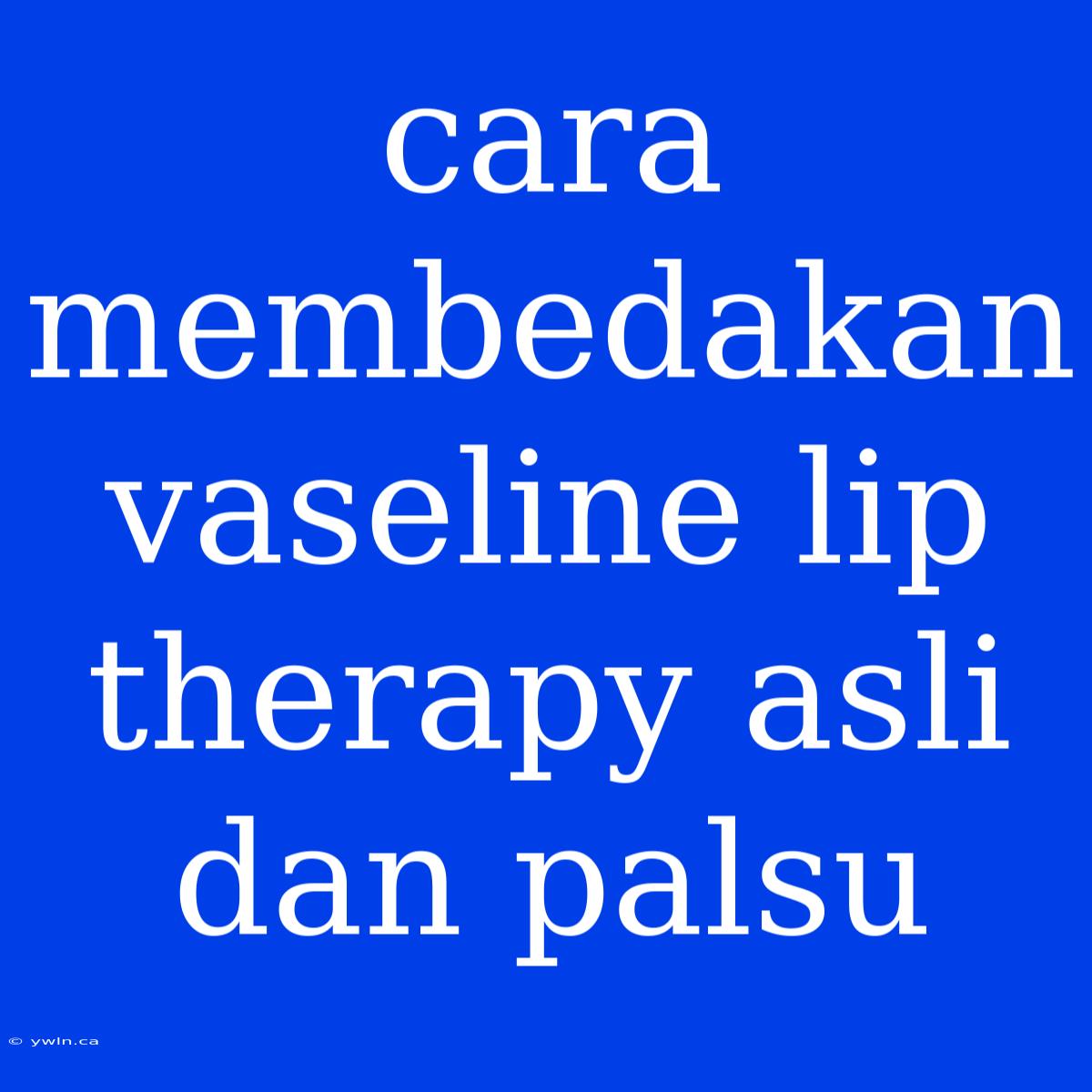 Cara Membedakan Vaseline Lip Therapy Asli Dan Palsu