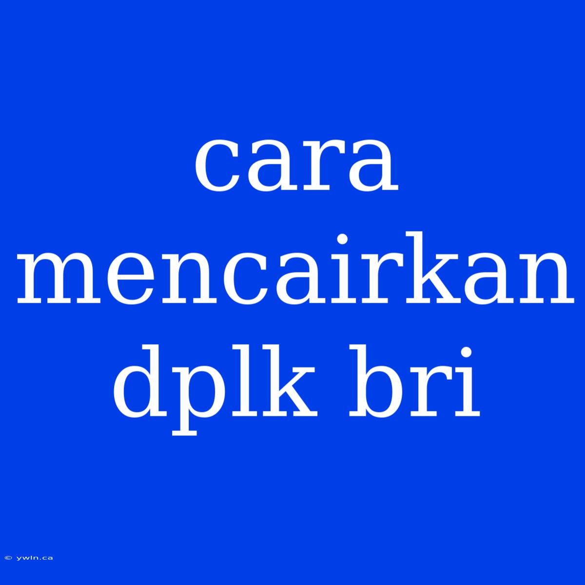 Cara Mencairkan Dplk Bri