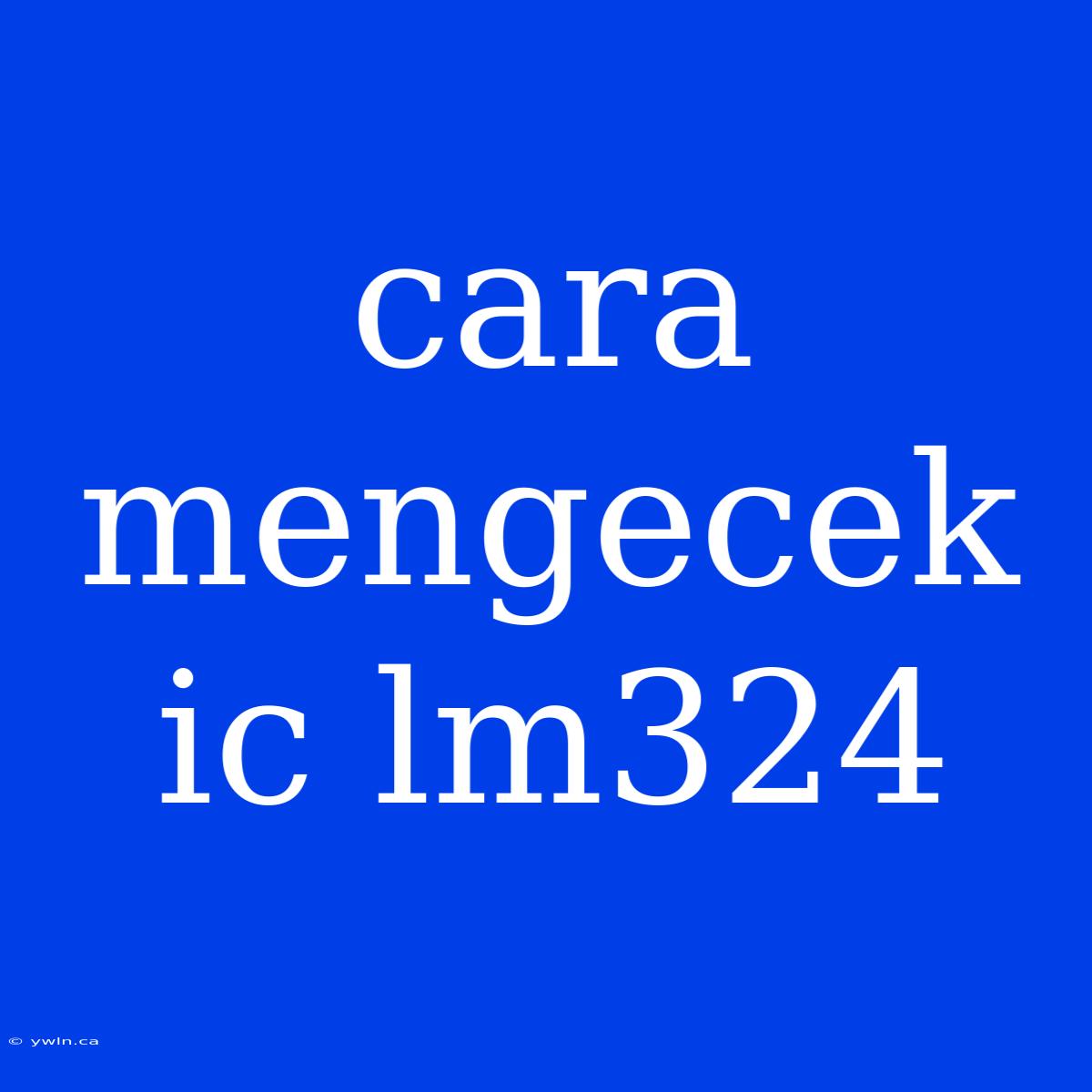 Cara Mengecek Ic Lm324