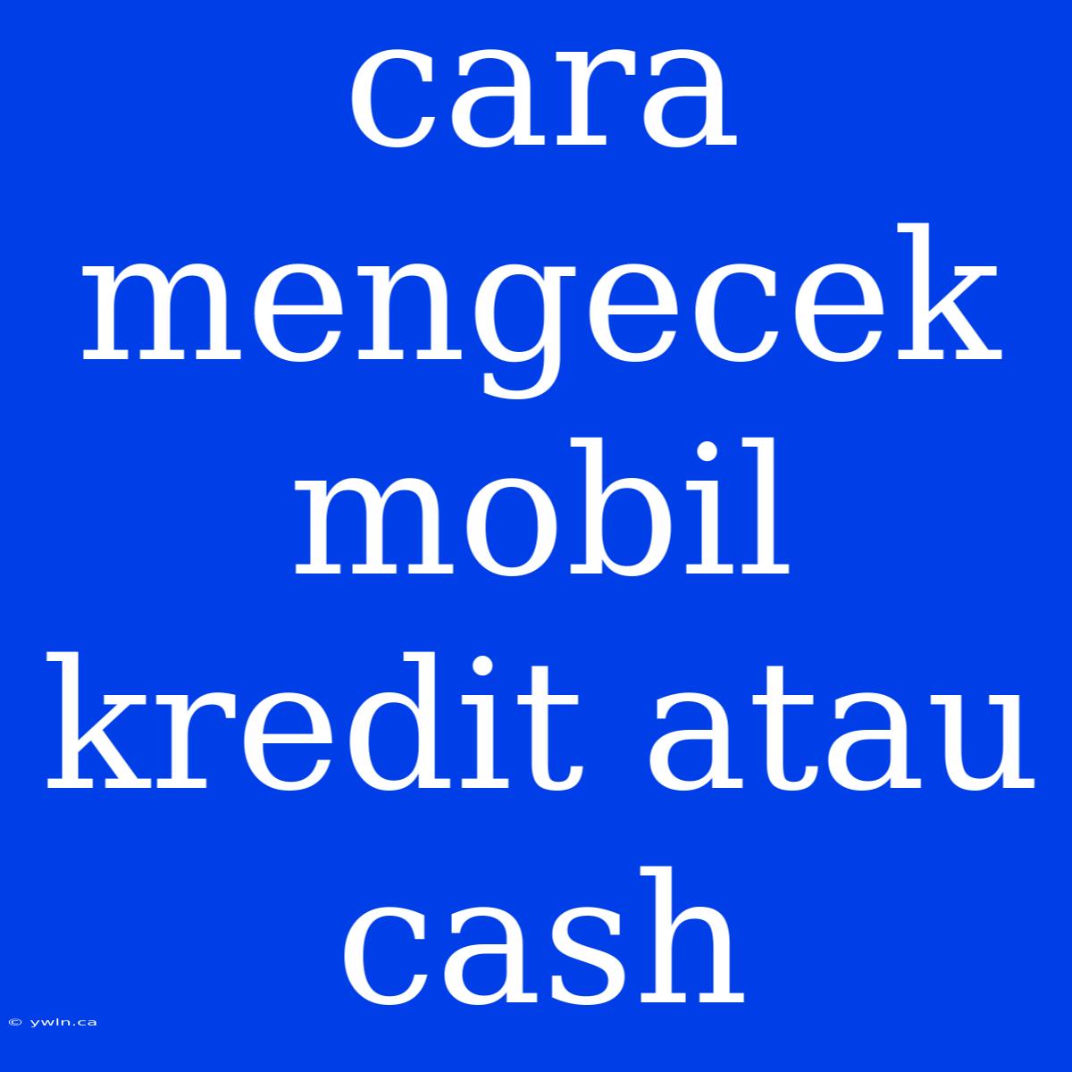 Cara Mengecek Mobil Kredit Atau Cash