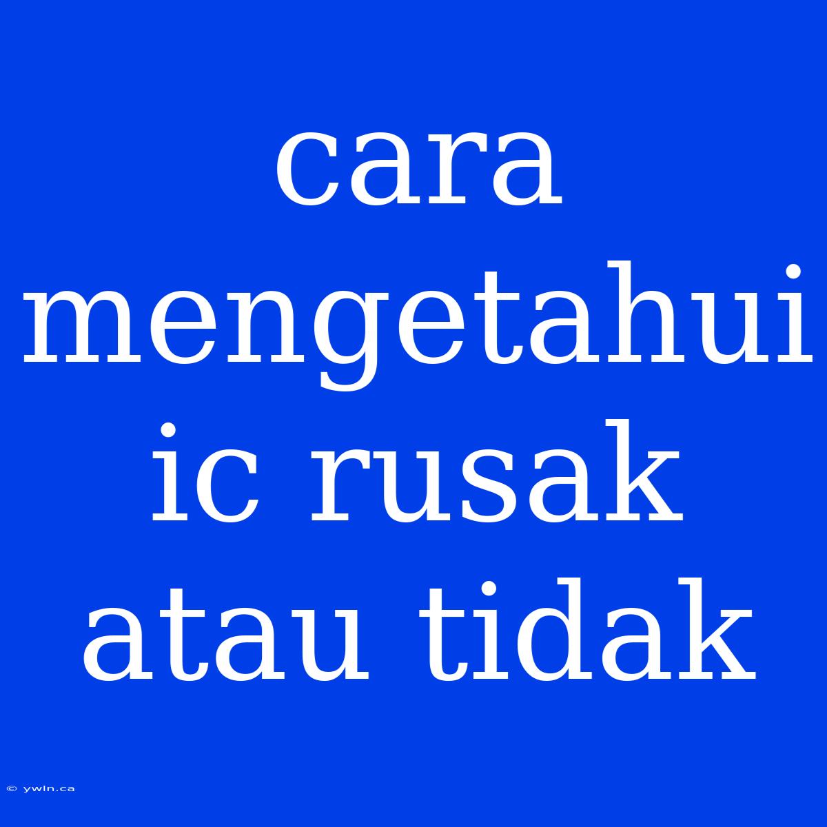 Cara Mengetahui Ic Rusak Atau Tidak