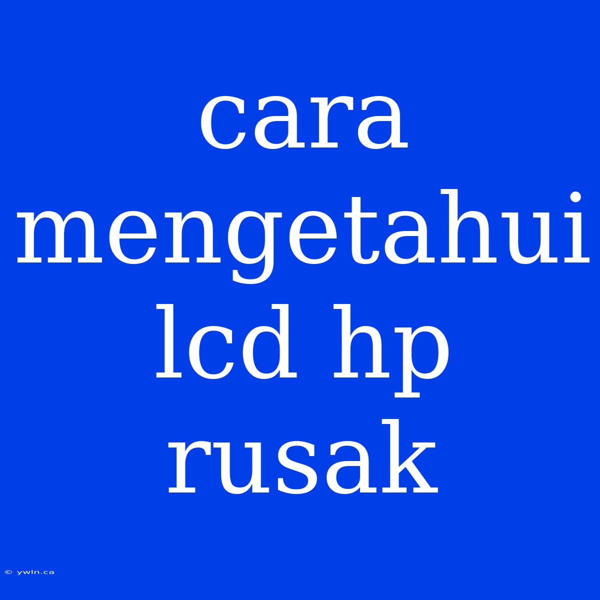 Cara Mengetahui Lcd Hp Rusak