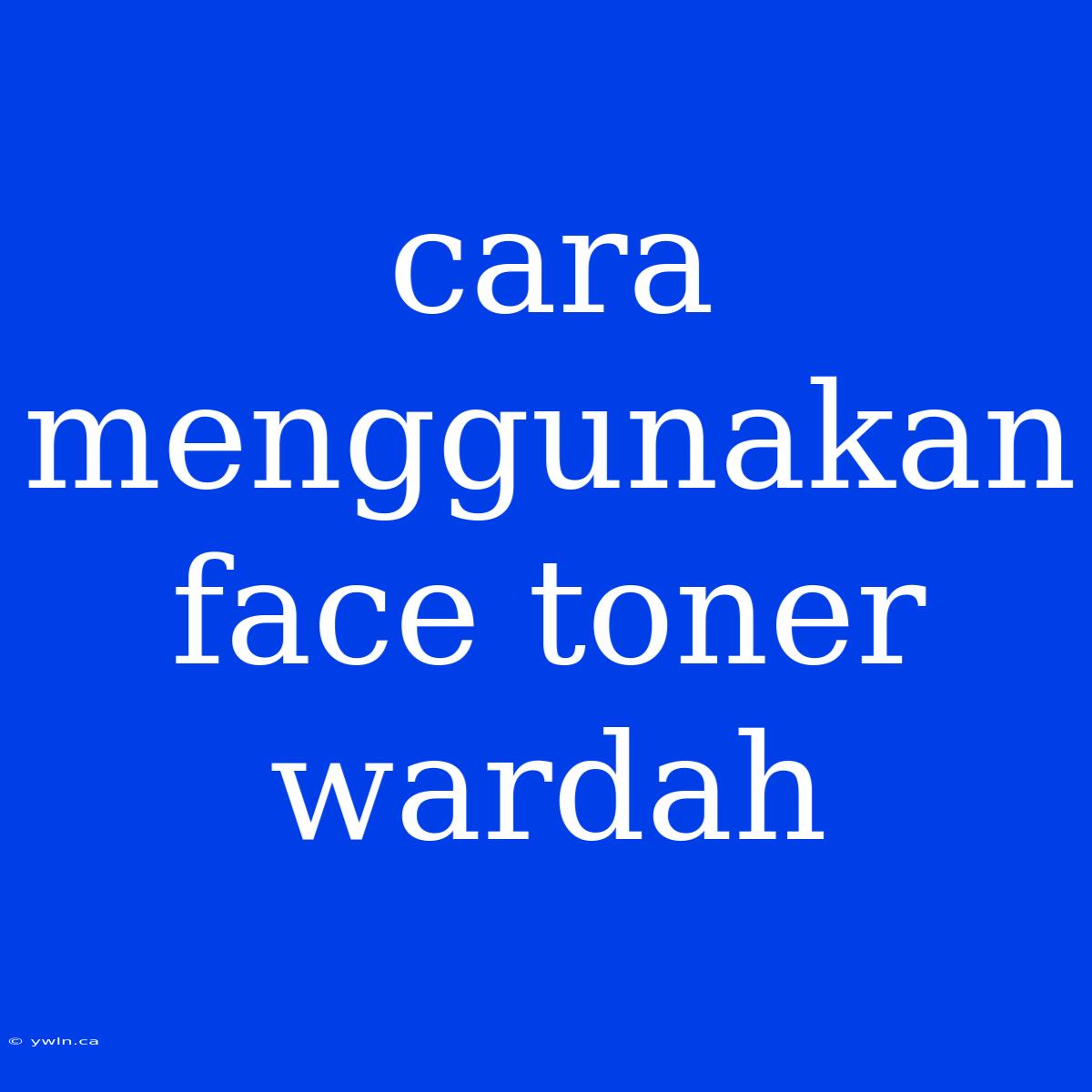 Cara Menggunakan Face Toner Wardah