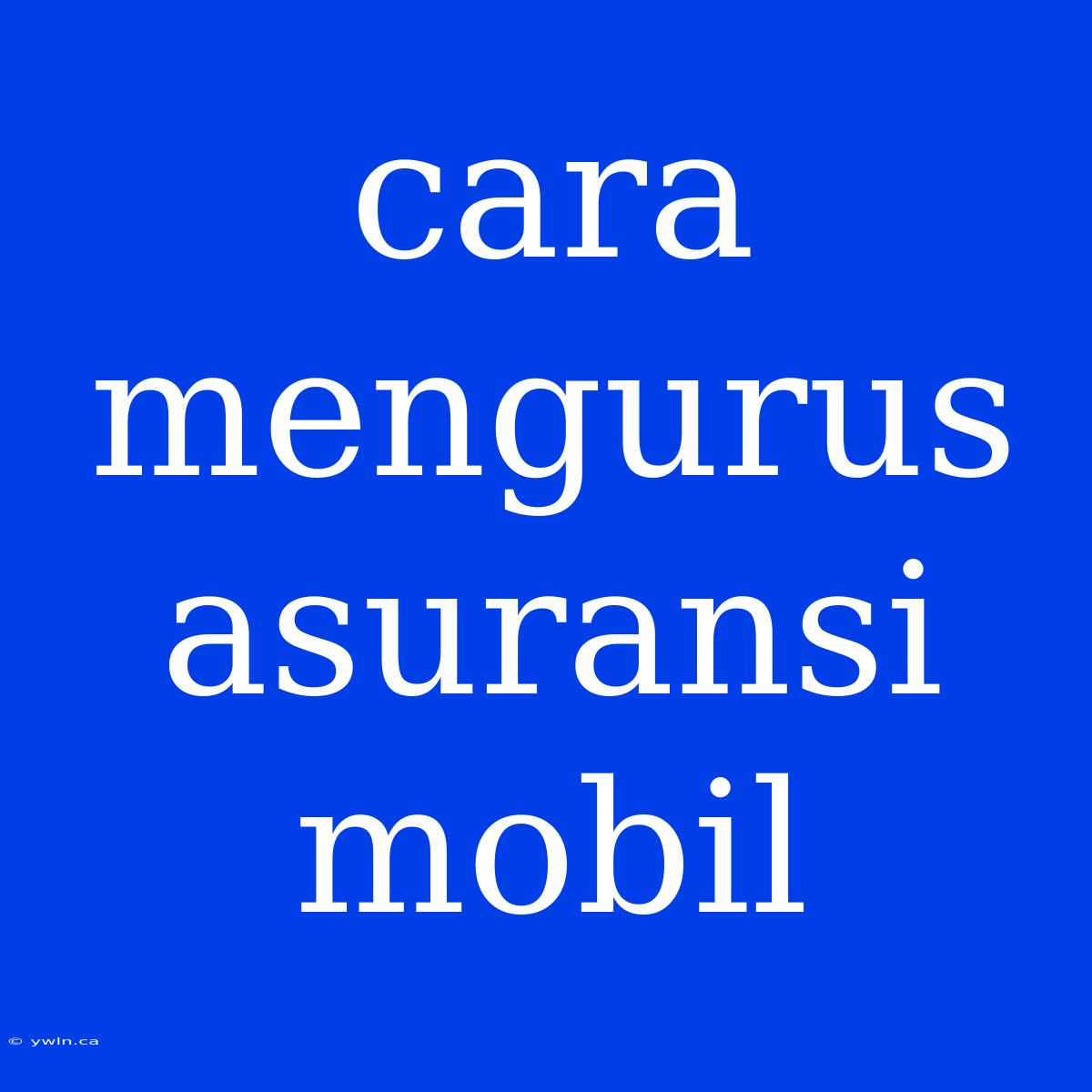 Cara Mengurus Asuransi Mobil