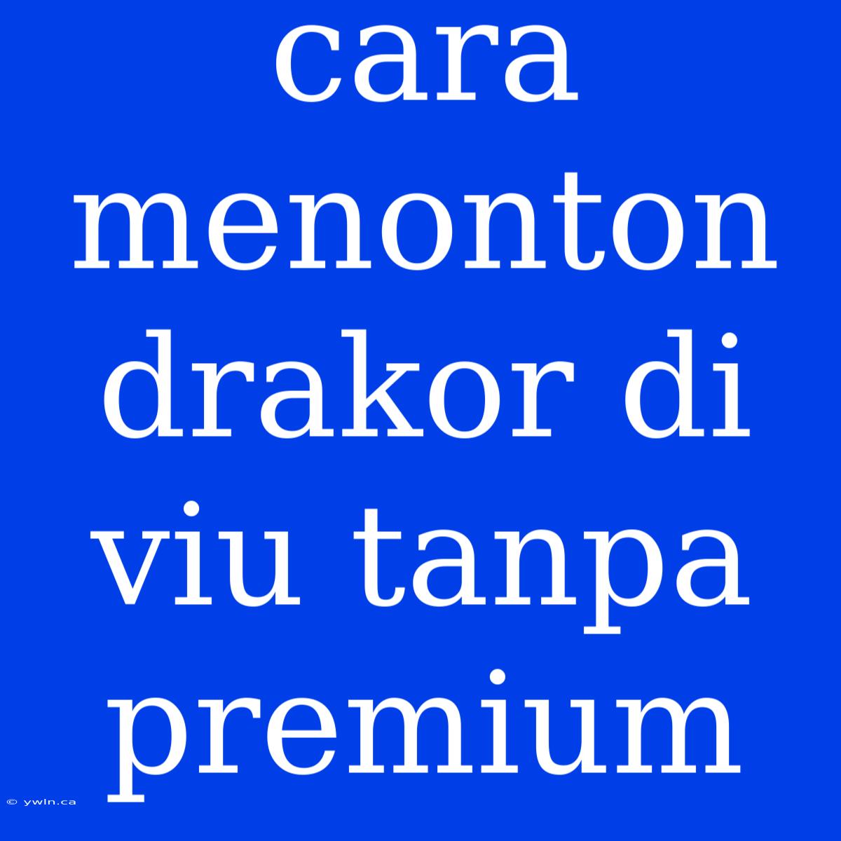 Cara Menonton Drakor Di Viu Tanpa Premium