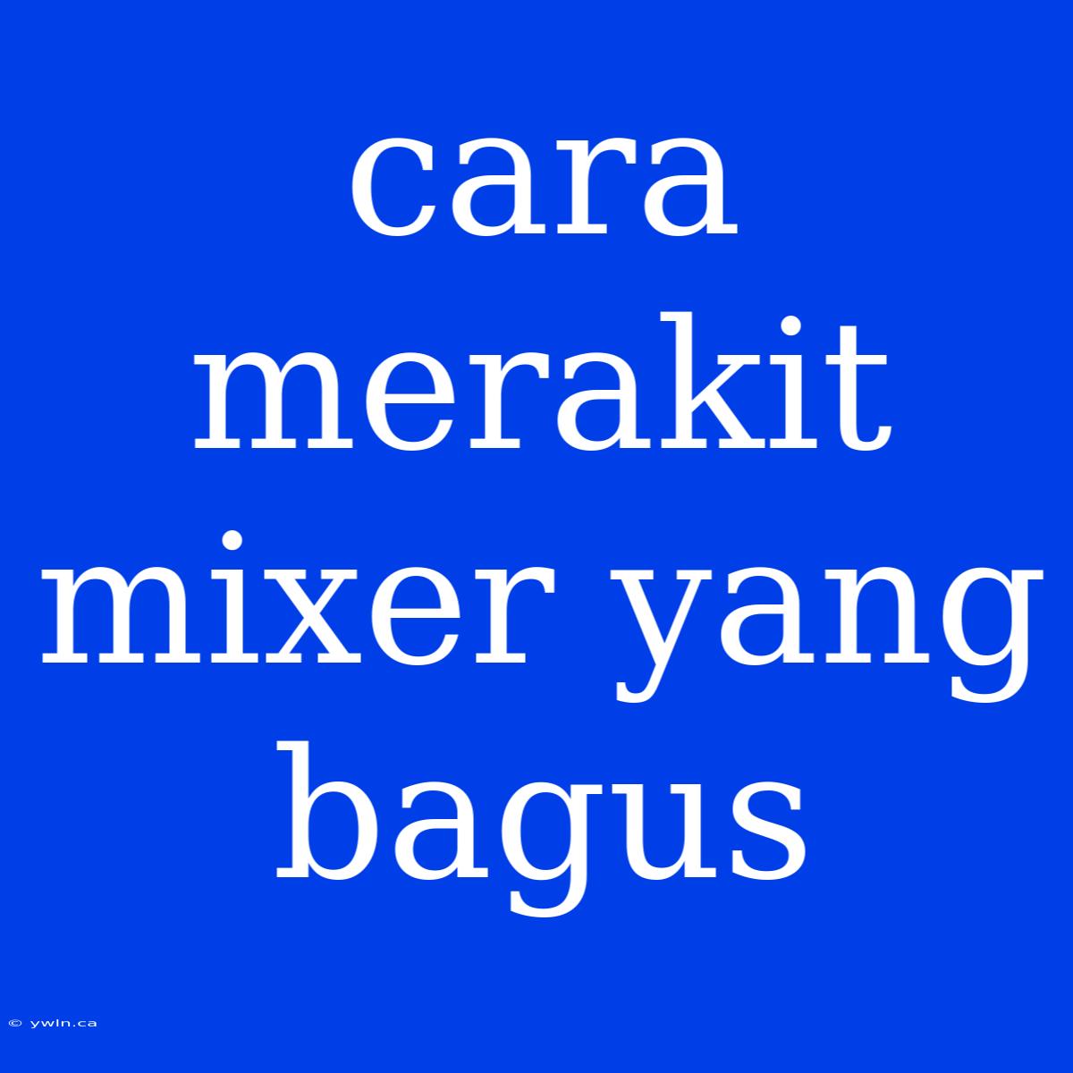 Cara Merakit Mixer Yang Bagus