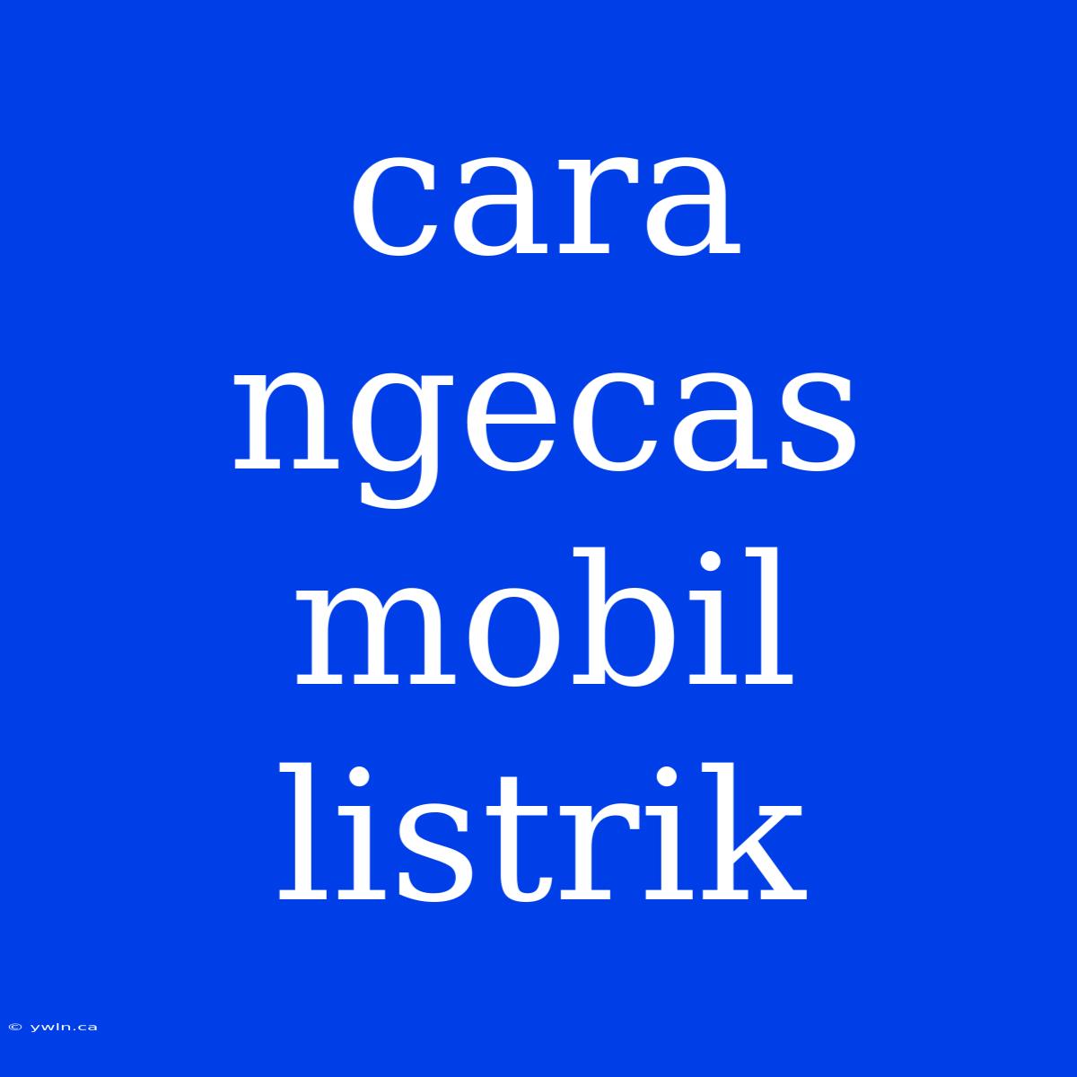 Cara Ngecas Mobil Listrik