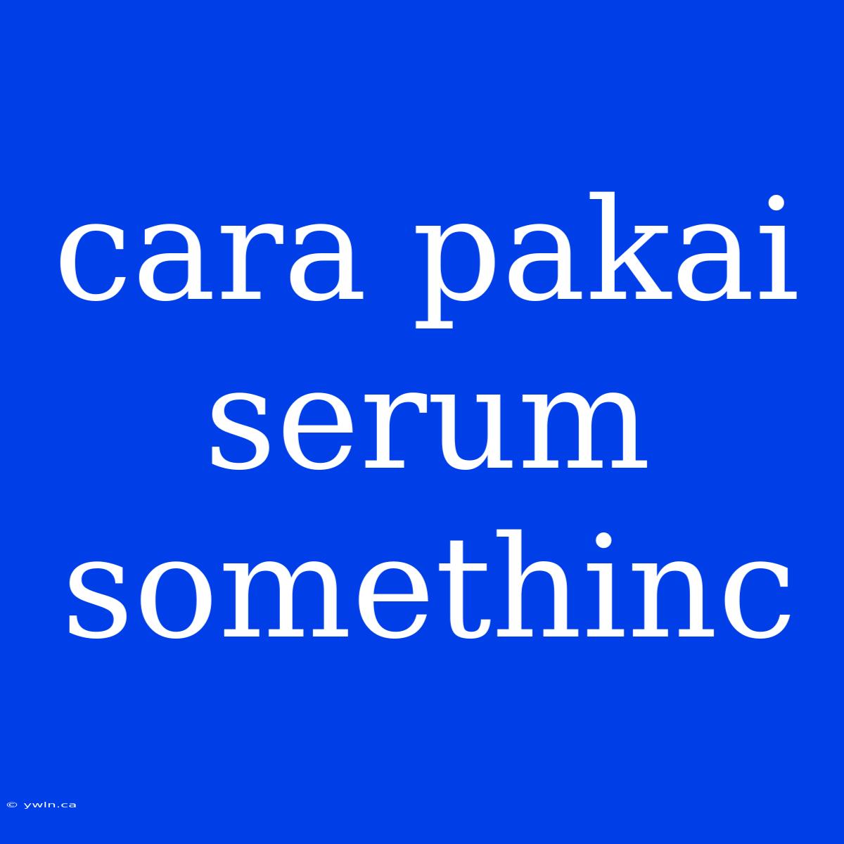 Cara Pakai Serum Somethinc