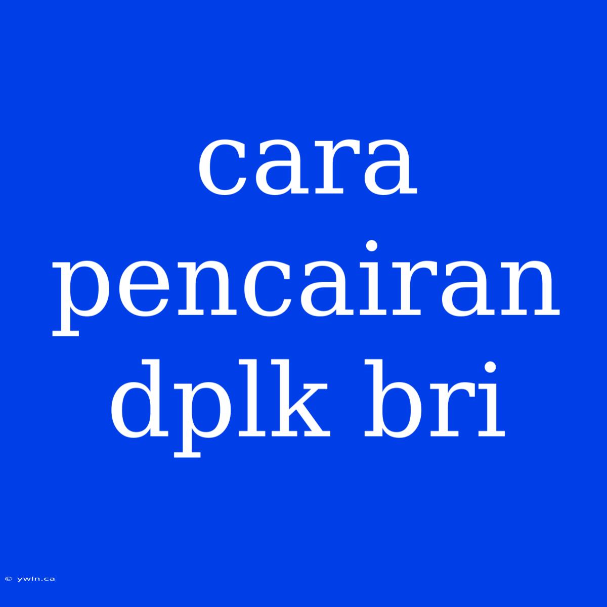 Cara Pencairan Dplk Bri