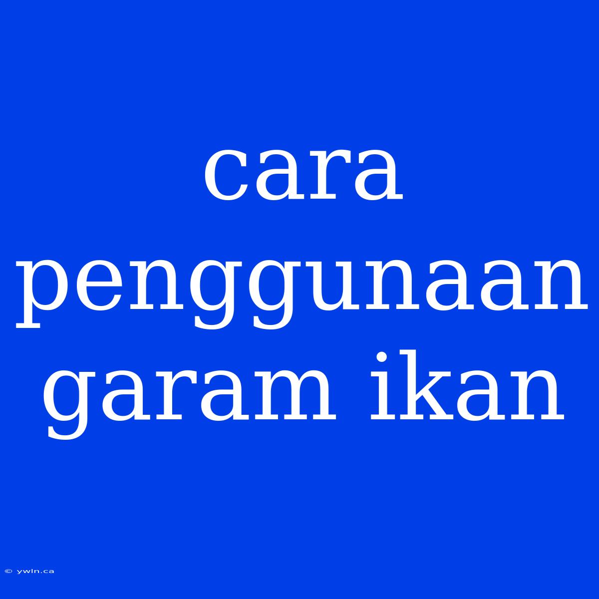 Cara Penggunaan Garam Ikan