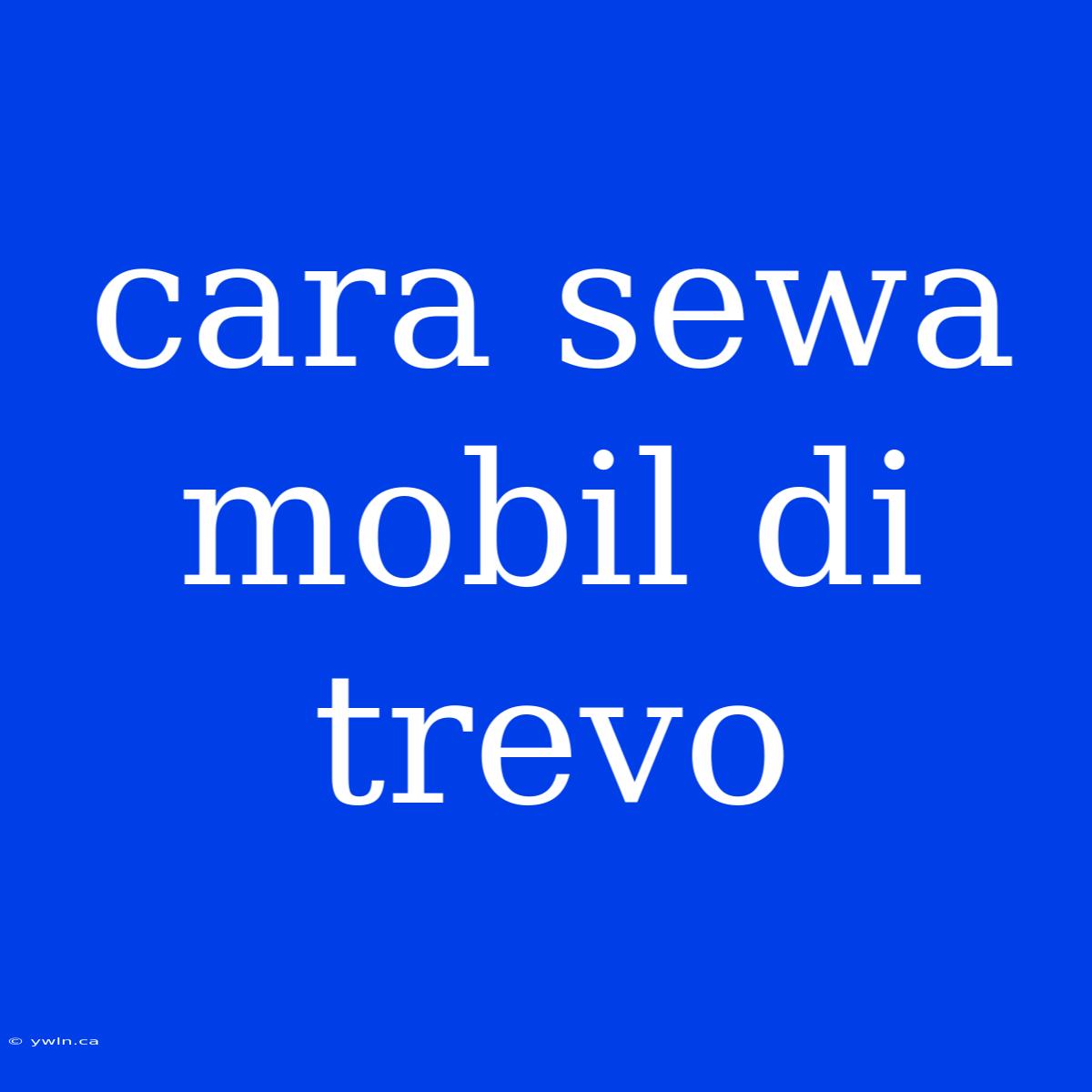 Cara Sewa Mobil Di Trevo