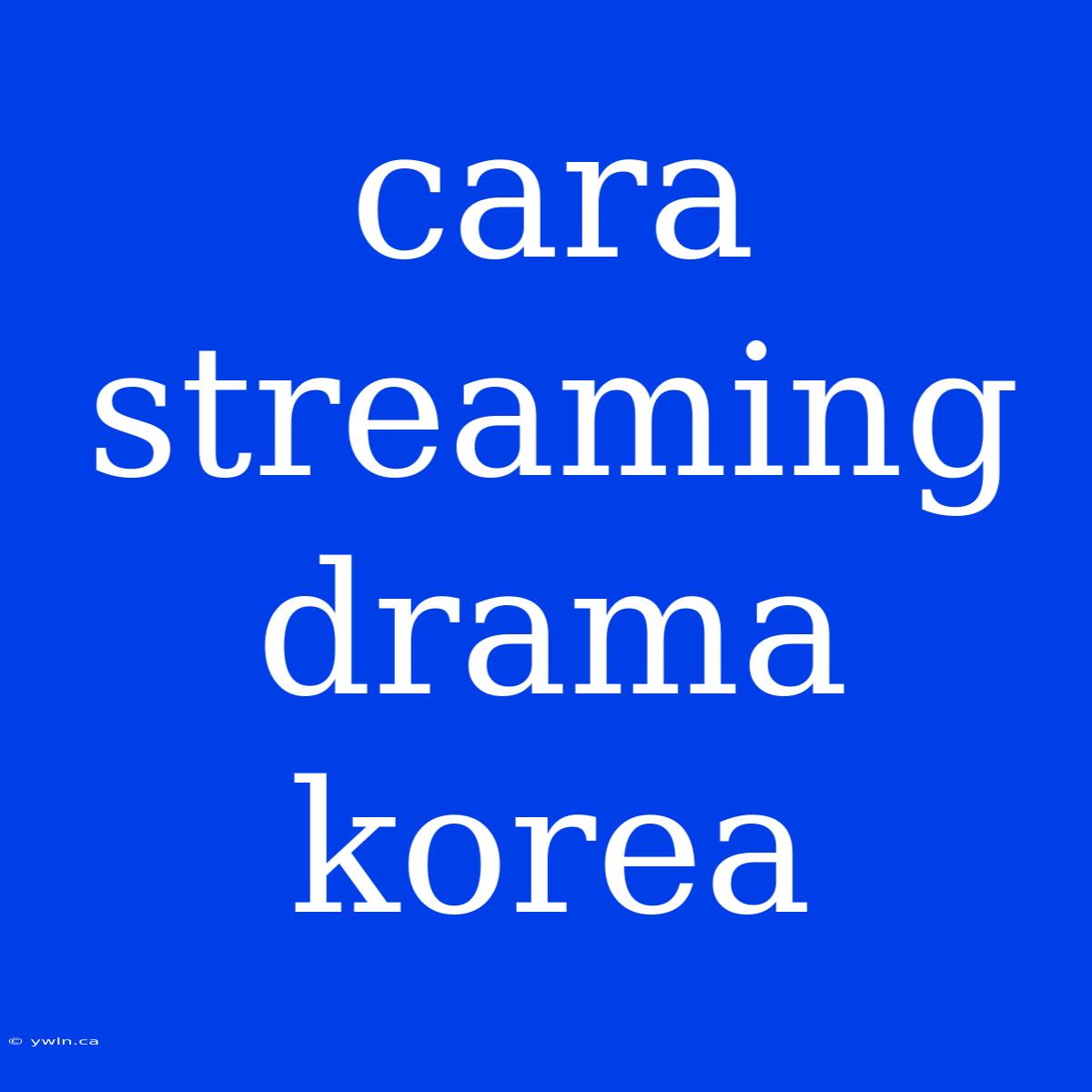 Cara Streaming Drama Korea