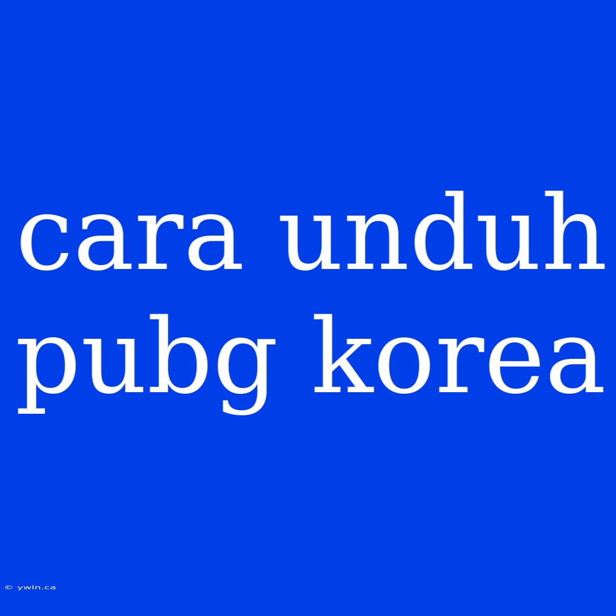 Cara Unduh Pubg Korea