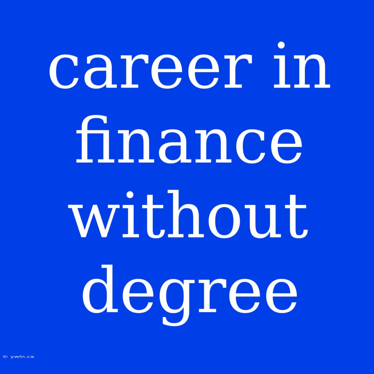 Career In Finance Without Degree