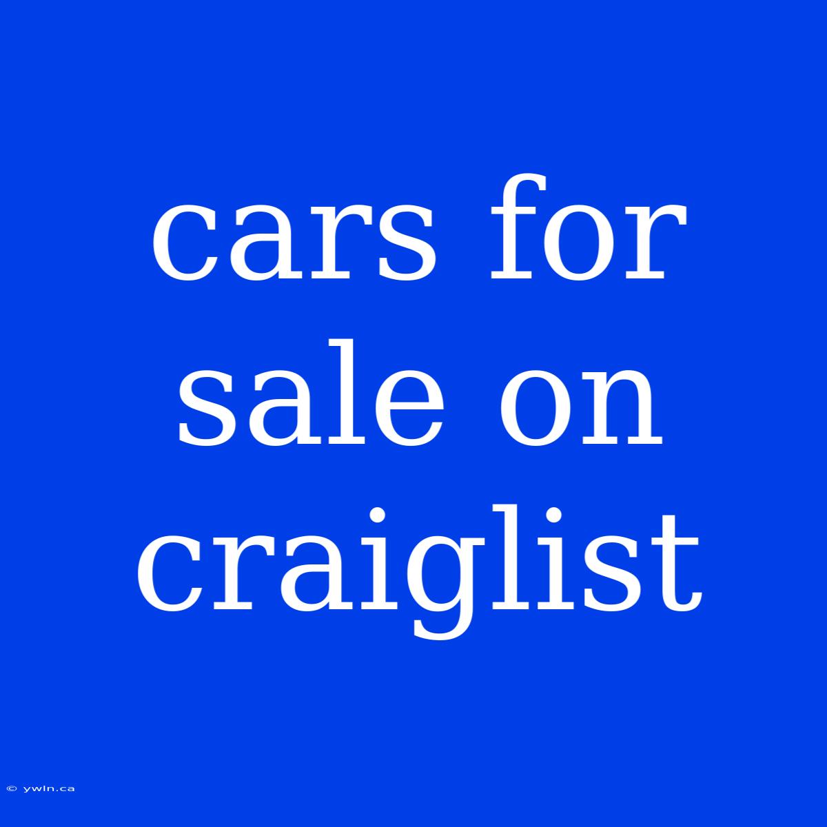 Cars For Sale On Craiglist