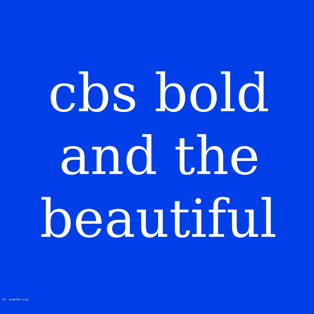 Cbs Bold And The Beautiful