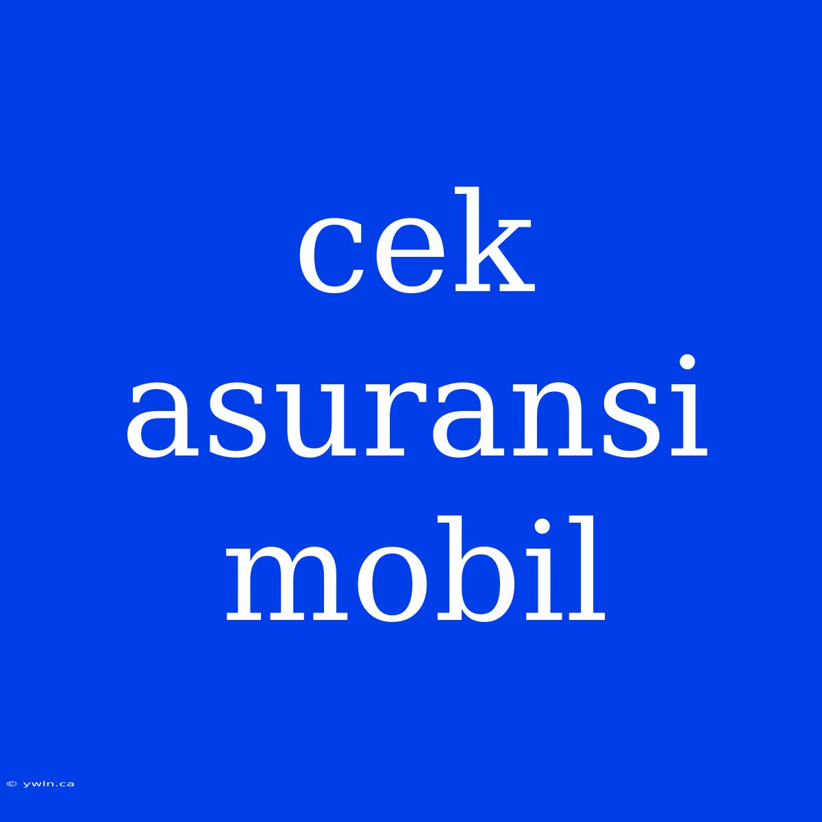 Cek Asuransi Mobil