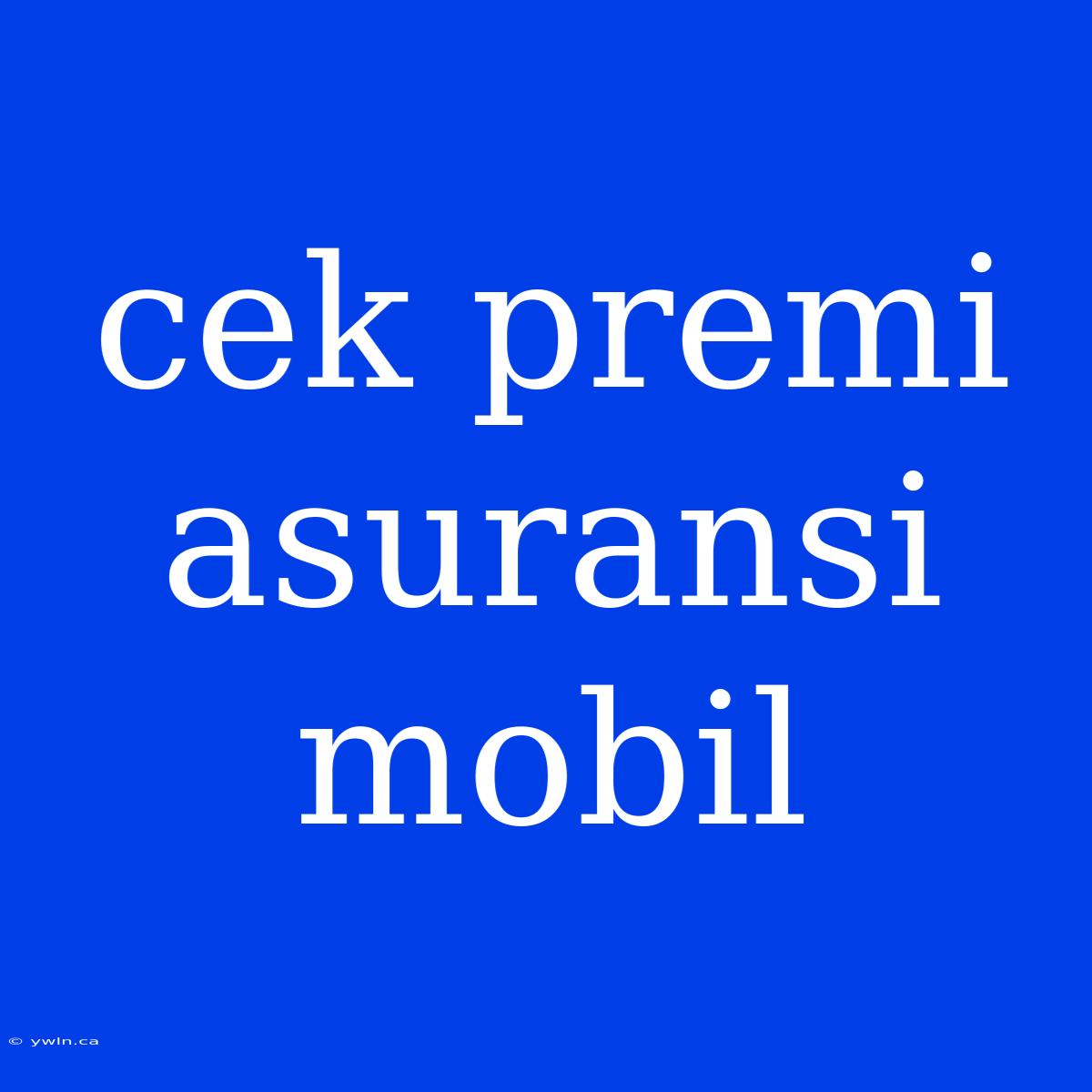 Cek Premi Asuransi Mobil