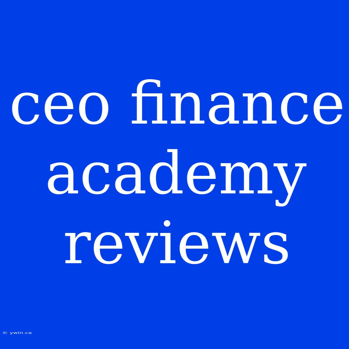 Ceo Finance Academy Reviews