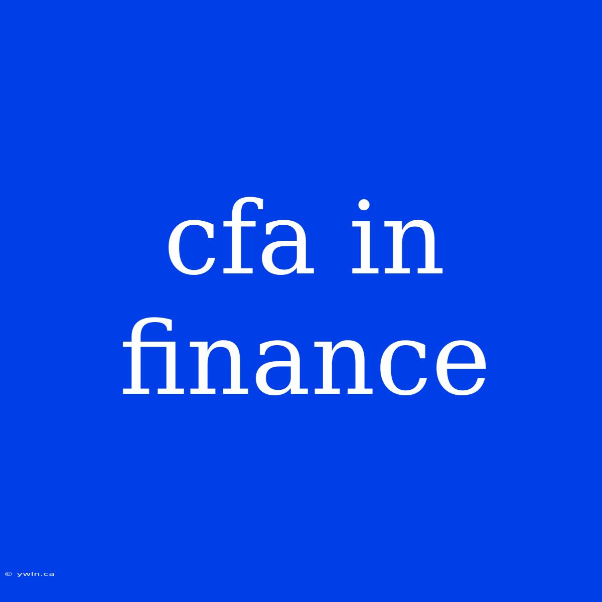 Cfa In Finance