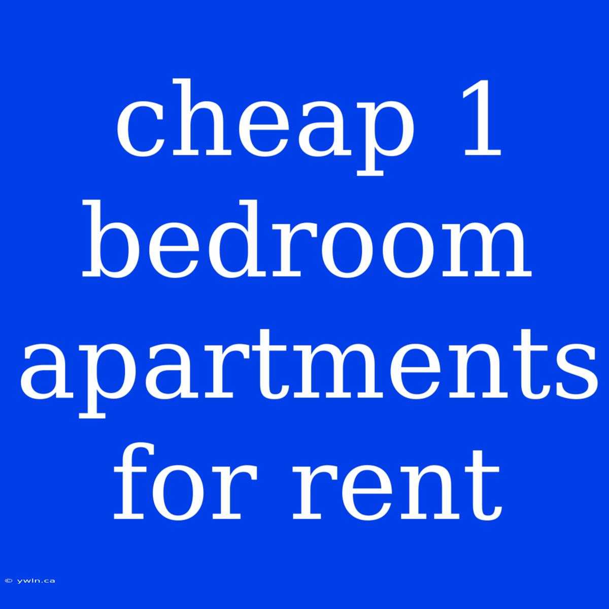 Cheap 1 Bedroom Apartments For Rent