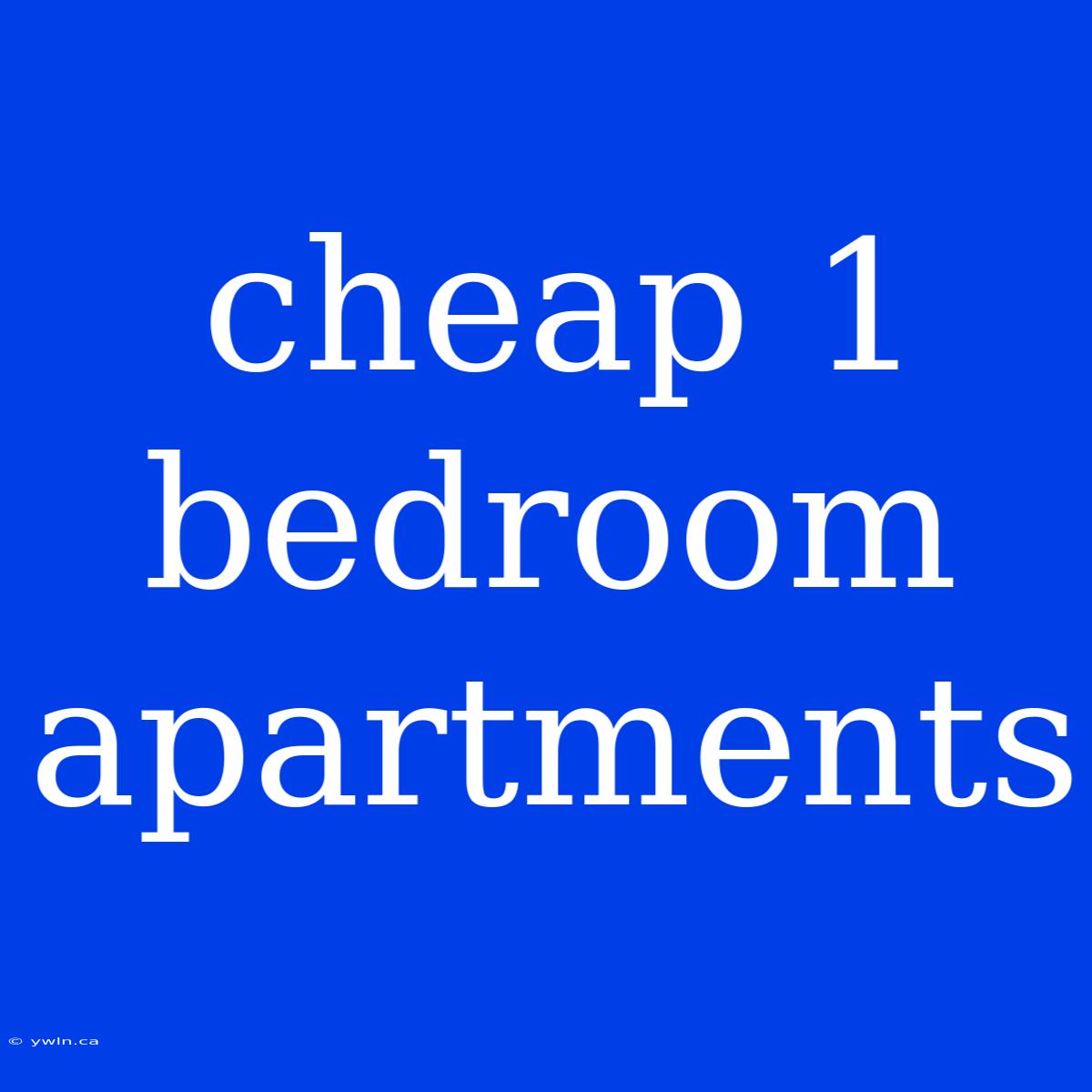 Cheap 1 Bedroom Apartments