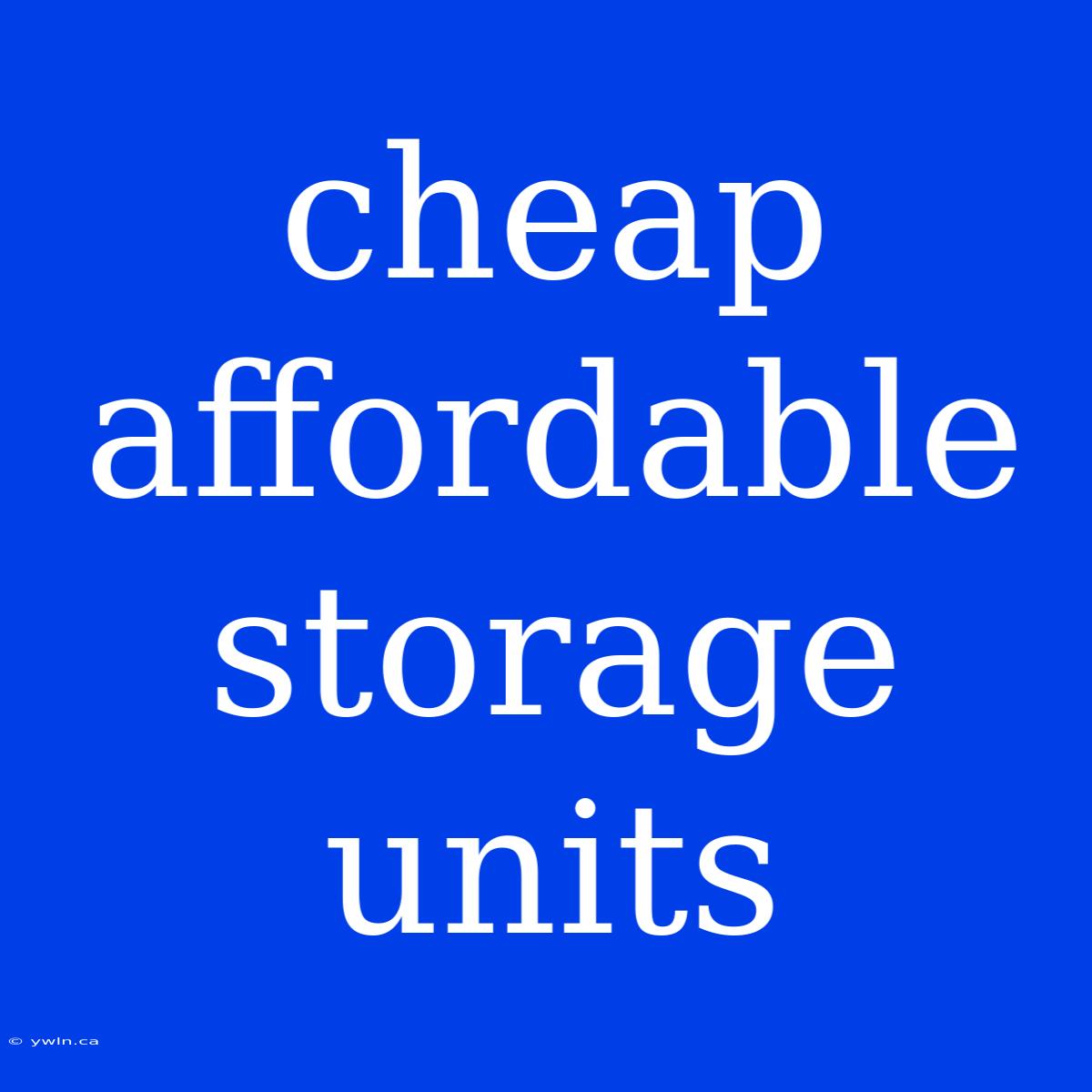 Cheap Affordable Storage Units