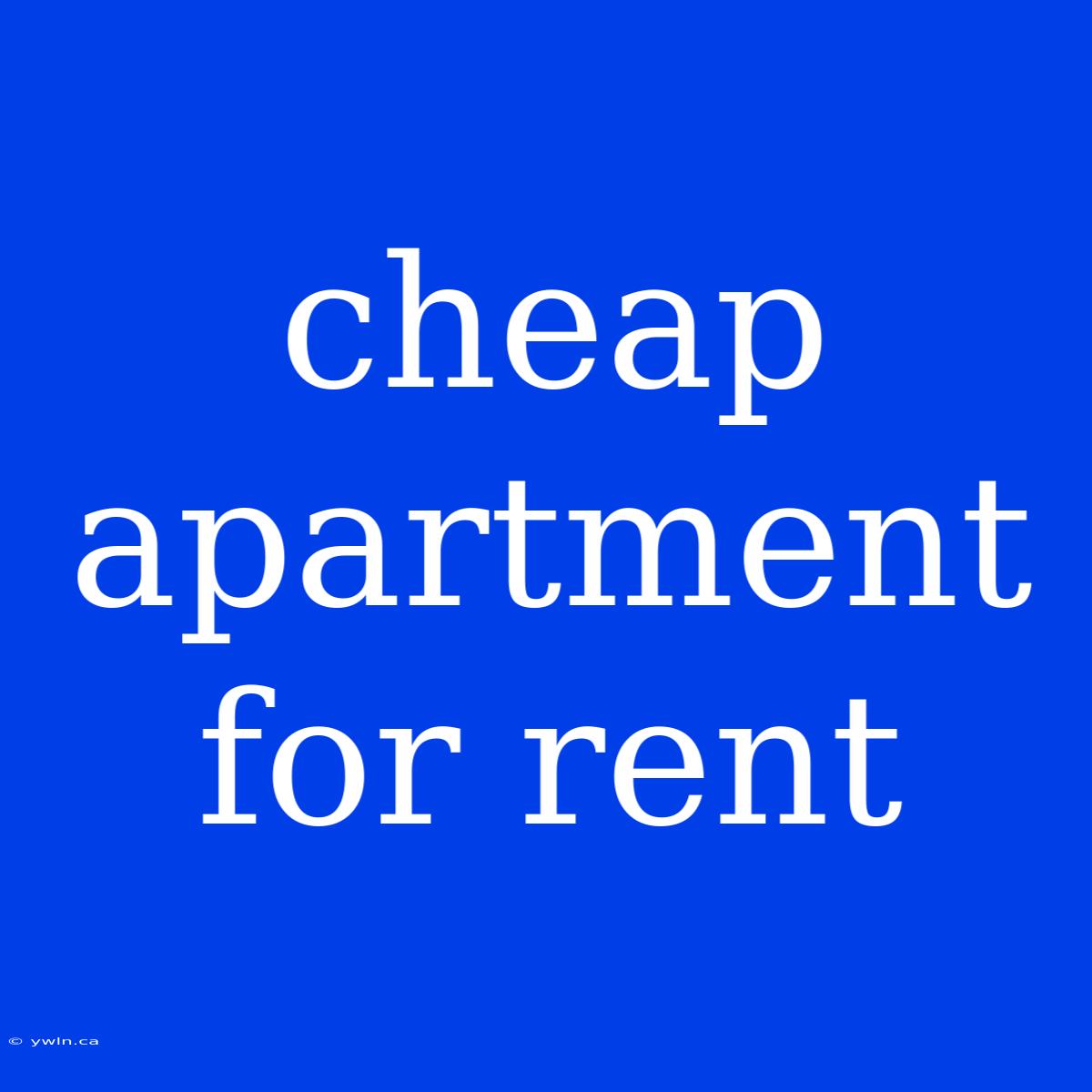 Cheap Apartment For Rent