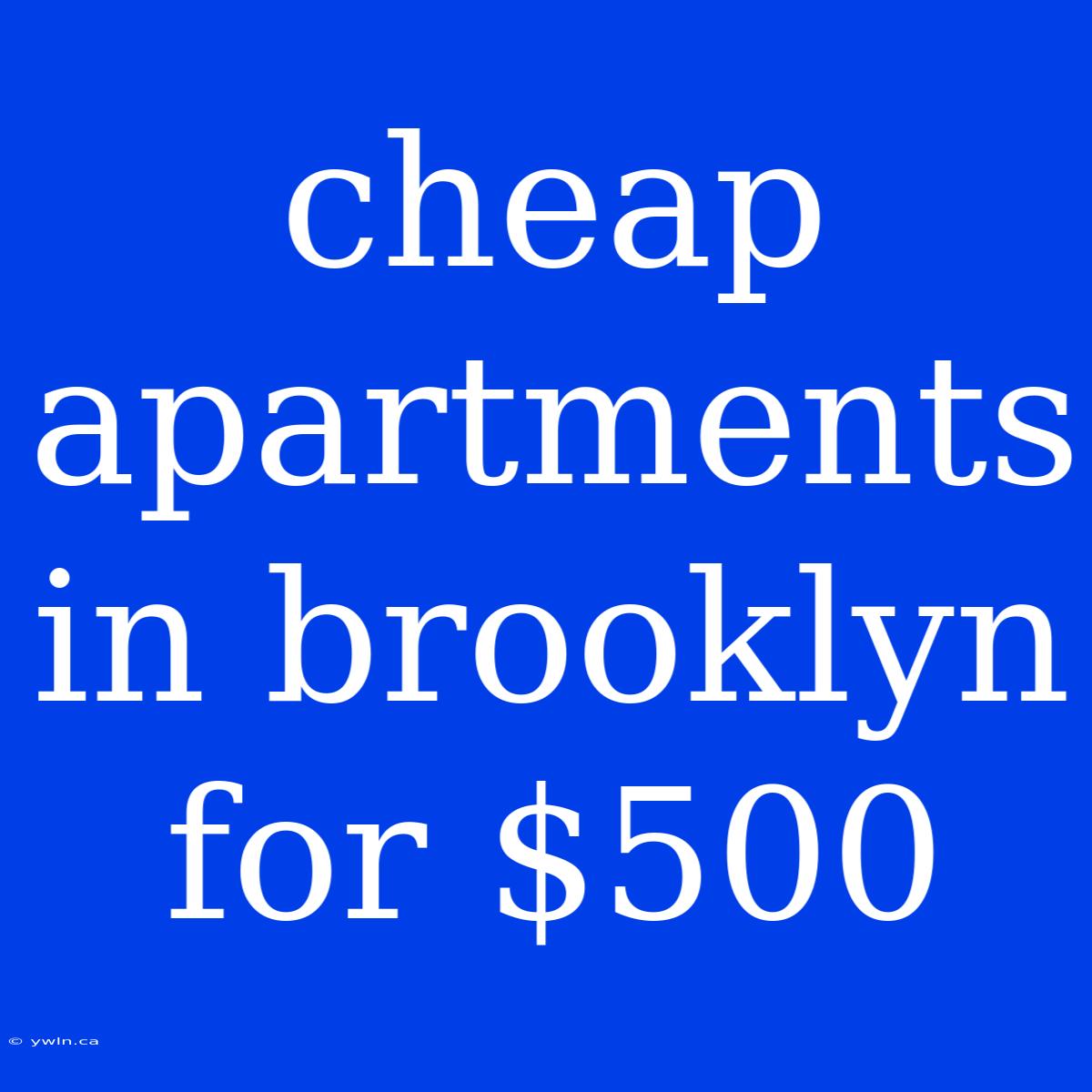 Cheap Apartments In Brooklyn For $500