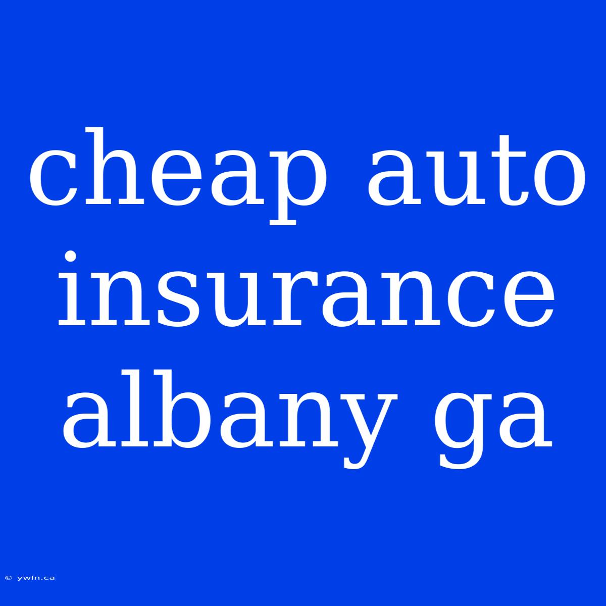 Cheap Auto Insurance Albany Ga