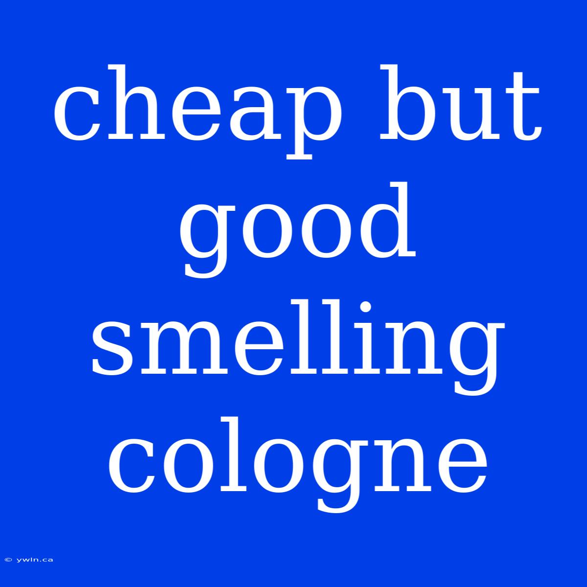 Cheap But Good Smelling Cologne