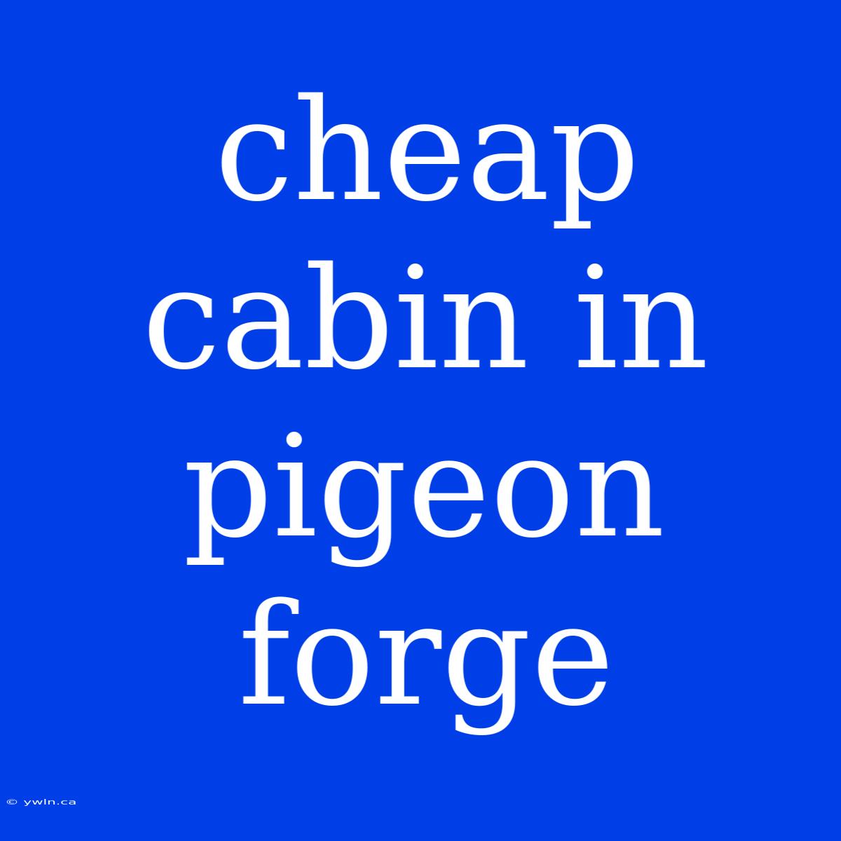 Cheap Cabin In Pigeon Forge