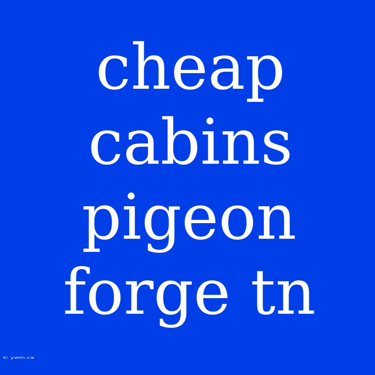 Cheap Cabins Pigeon Forge Tn