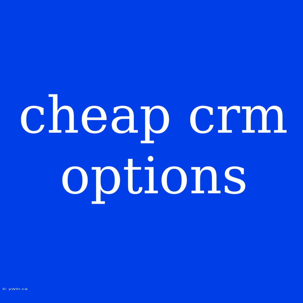 Cheap Crm Options