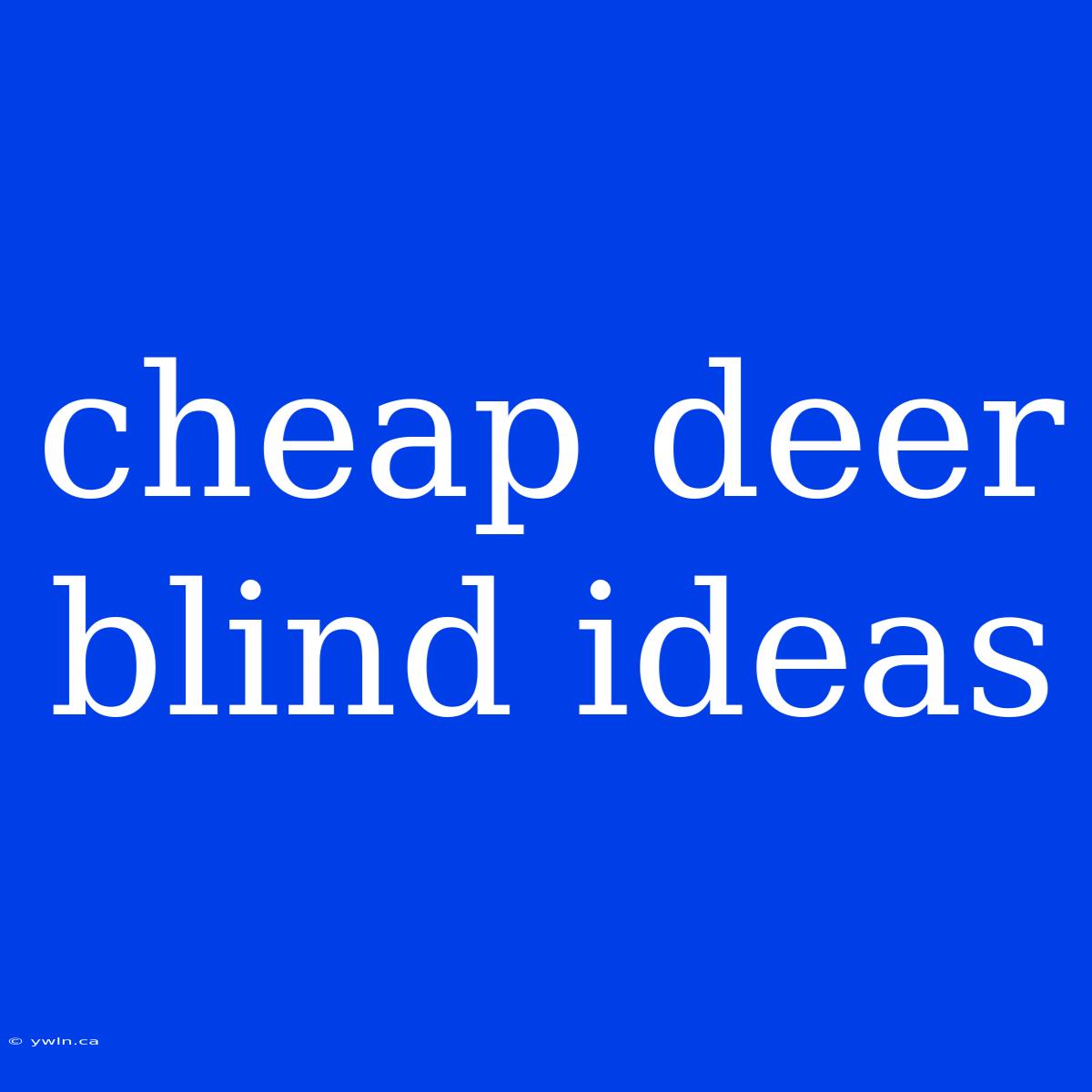 Cheap Deer Blind Ideas