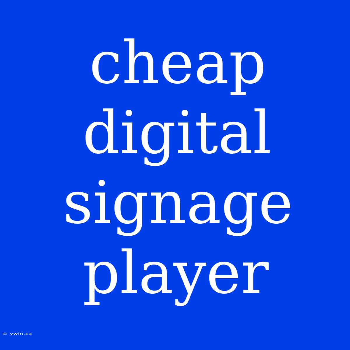 Cheap Digital Signage Player