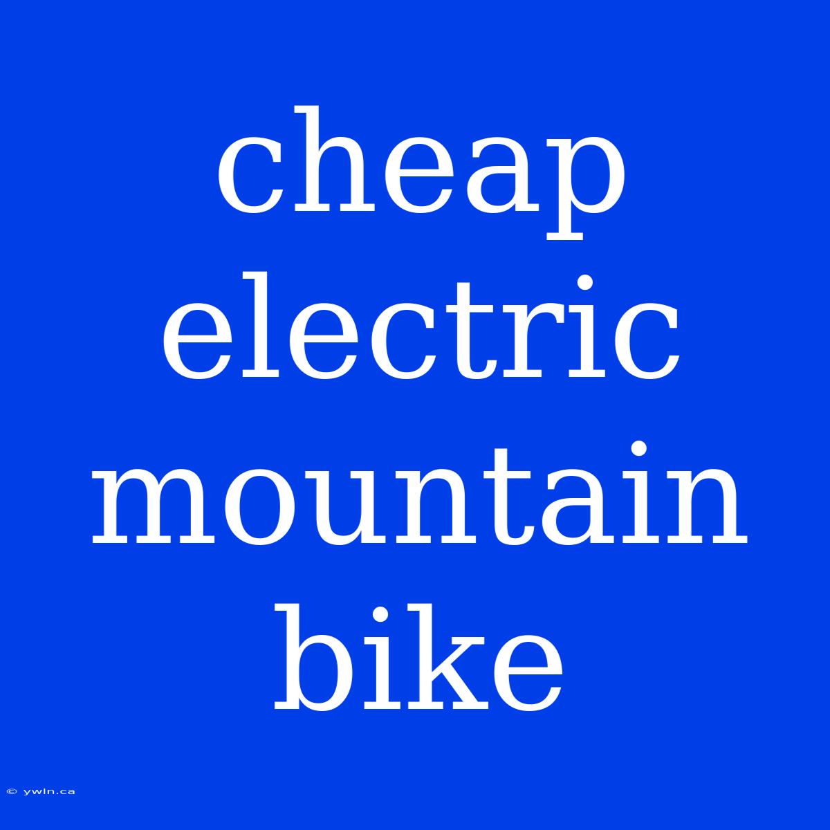 Cheap Electric Mountain Bike