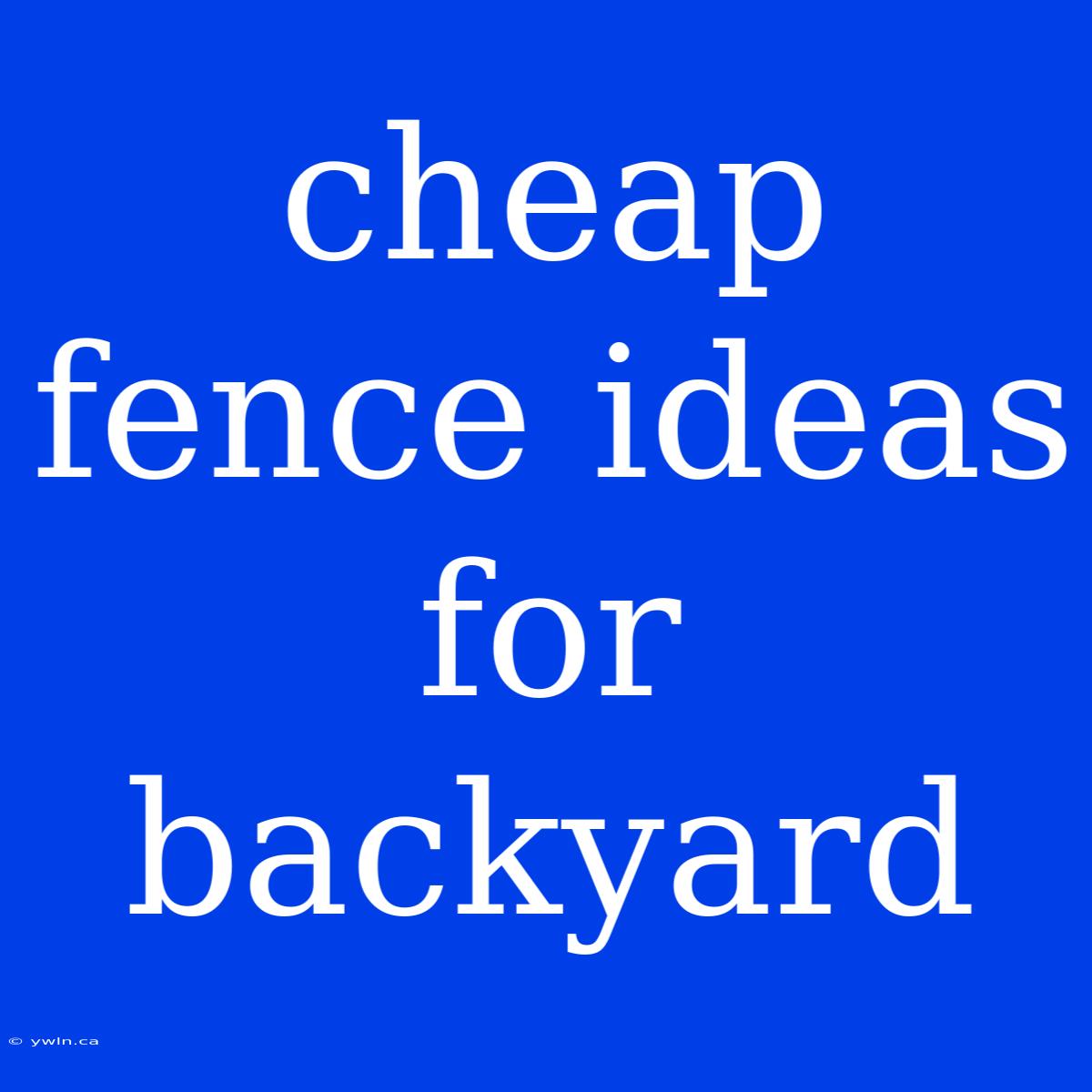 Cheap Fence Ideas For Backyard